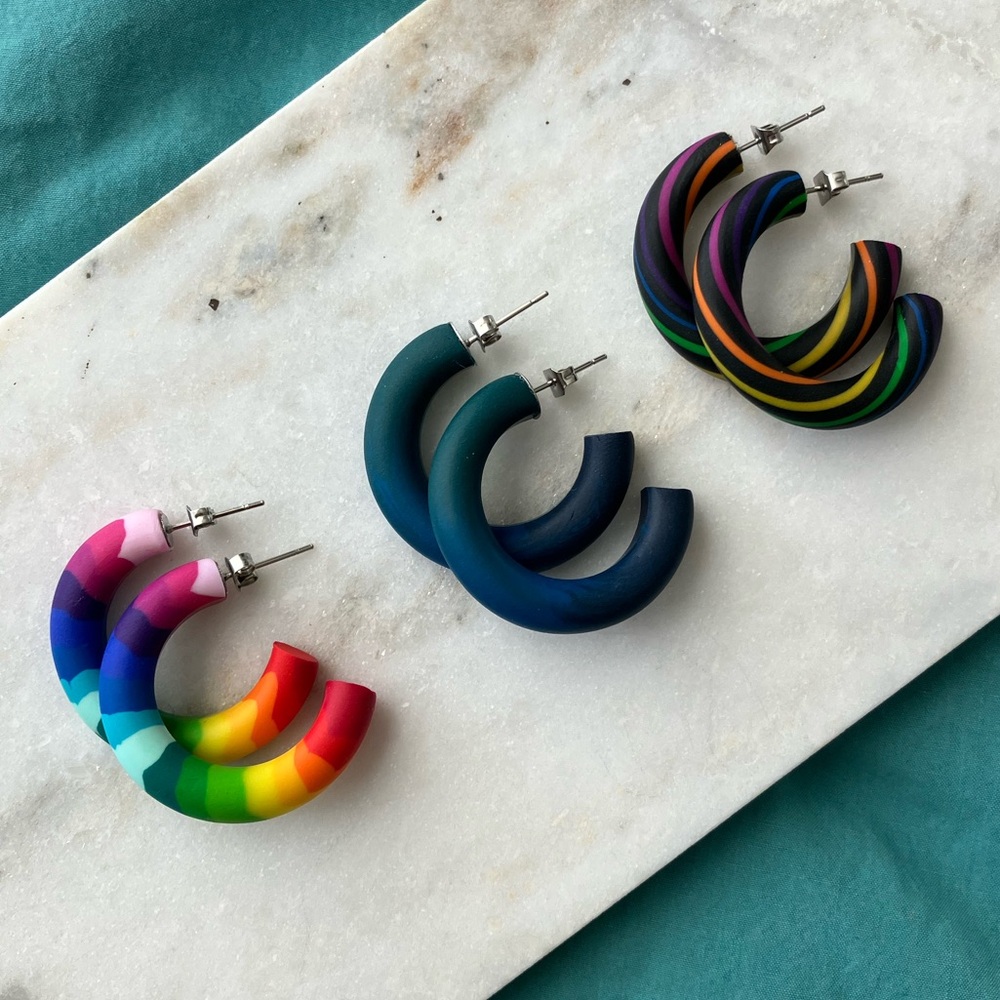 Small Polymer Clay Hoops - Set #6